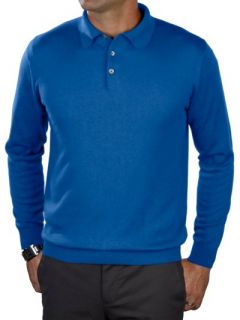 Paul Fredrick Mens Silk, Cotton, & Cashmere Polo Collar Sweater