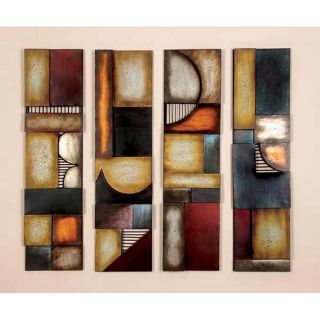 Geometric Multicolor Metal Abstract Wall Art Decor Plaques (set Of 4)