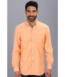 Nautica Solid Pinpoint L/S Woven Shirt Mens Long Sleeve Button Up (Orange)