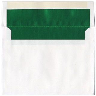 6 x 8 White with Green Foil Lined Envelope   25 envelopes per pack  Greeting Card Envelopes 