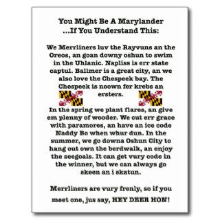 You Might Be A Marylander Postcard (pack of 8)