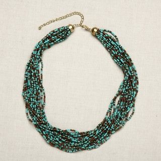 Glass Seed Beads Sea Blue Necklace (India) Necklaces