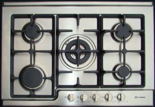 Verona VECTG532FS 30 Gas Cooktop 5 Sealed Burners, Electric Ignition, Cast Iron Grates   Stainless Kitchen & Dining