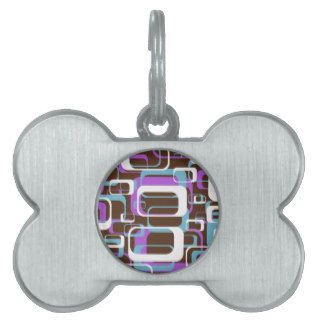 Colorful Retro Shapes Abstract Pattern Pet ID Tags