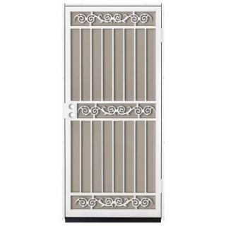 Unique Home Designs Sylvan 36 in. x 80 in. White Outswing Security Door with Tan Perforated Rust Free Aluminum Screen IDR12500362013