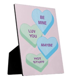 Blue Green Candy Hearts Be Mine Luv You Maybe Hot Display Plaque