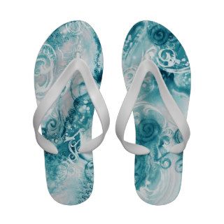 Soft Turquoise Abstract Batik Art Design Flip Flops