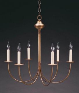 Hanging J Arms Raw Copper 6 Candelabra Sockets   Chandeliers  