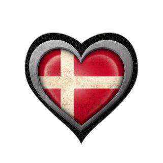 Danish Heart Flag Steel Mesh Effect Sticker