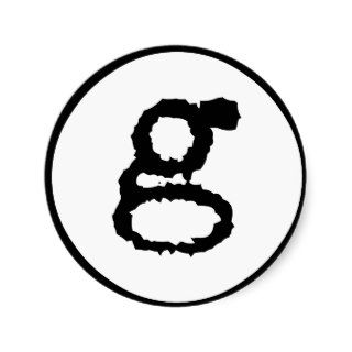 lowercase letter g in black round stickers