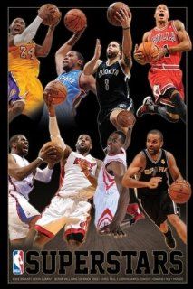 NBA Superstars   Sports Poster (Kobe Bryant, Kevin Durant, Deron Williams, Derrick Rose, Chris Paul, Lebron James, Dwight Howard & Tony Parker) (Size 24" x 36")   Prints