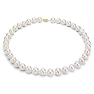 DaVonna 14k 9 10mm White Freshwater Cultured Pearl Strand Necklace (16 36 inches) DaVonna Pearl Necklaces