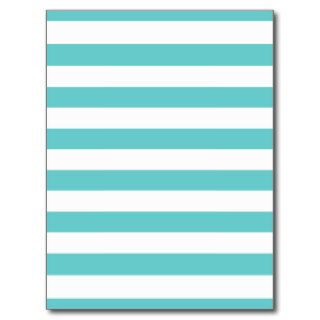 Aqua Blue and White Stripes Pattern Post Cards