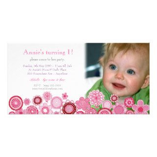 1st Birthday Pink Party Invitation Photo Card