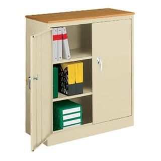 Tennsco Counter Height Storage Cabinet with Wood Top 