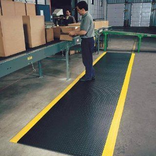 NoTrax 419 Diamond Sof Tred Safety/Anti Fatigue Mat with Dyna Shield PVC Sponge, for Dry Areas, 3' Width x 60' Length x 1/2" Thickness, Black/Yellow Floor Matting