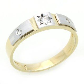 14K Engagement Ring 0.2ctw CZ Cubic Zirconia Women's Wedding Band Two Tone Gold Ring Jewelry