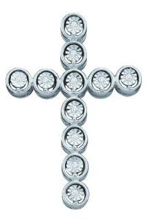 0.04 Carat (ctw) Diamond Cross Pendant set in 10k White Gold PR01 3089 Jewelry