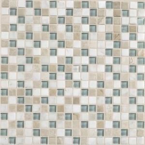 Daltile Stone Radiance Whisper Green 12 in. x 12 in. x 8 mm Glass and Stone Mosaic Blend Wall Tile SA515858MS1P