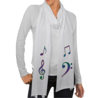 Cool Hued Rainbow Music Clefs and Notes Scarf Wraps