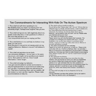 Ten Commandments for Interacting With AutistIcKids Posters