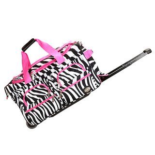 Rockland Deluxe Pink Zebra 22 inch Carry on Rolling Duffel Bag Rockland Rolling Duffels