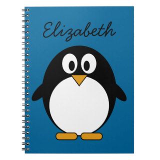 cute cartoon penguin blue background note book