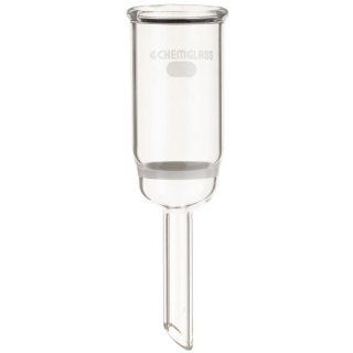 Chemglass CG 1402 07 Glass Buchner Filtering Funnel with Medium Frit, 15mL Capacity, 8mm OD x 75mm Length Stem, 20mm Diameter Science Lab Filtering Flasks