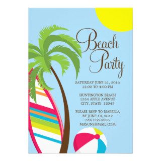 5 x 7 Beach Party  Party Invite
