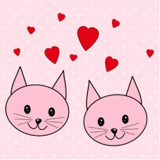 Pink cats with love hearts. acrylic cut outs