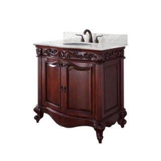 Wyndham Collection Eleanor 36 in. Vanity in Cherry with Marble Vanity Top in Carrara White and Porcelain Under Mounted Sink DISCONTINUED WCA901636CHCW