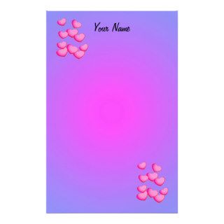 Valentine Pink Heart Clusters Custom Stationery