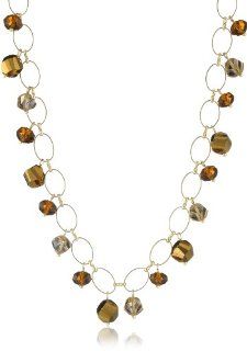 Napier "Free Flow" Gold Tone Topaz Multi Shaky Collar Necklace, 16" Jewelry