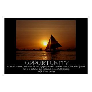 Opportunity Sunset Sailboat Motivational Poster