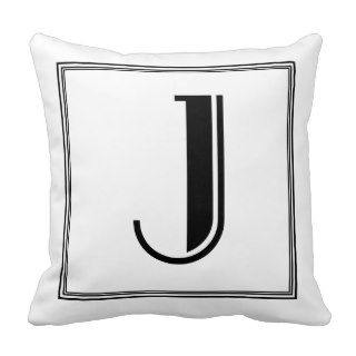 Art Deco Letter J Monogrammed Pillow