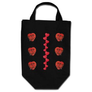 Red Hearts Sad Crying Heart Faces Tote Bags