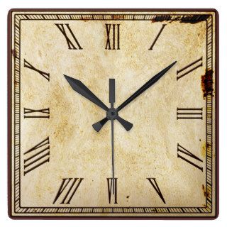 Rustic Vintage Look Square Roman Numeral Clock