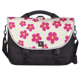Girly  Pink Abstract Modern Floral Pattern Laptop Messenger Bag