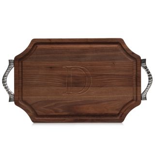 Monogrammed Walnut Cutting Board with Rope Handles Cutting Boards
