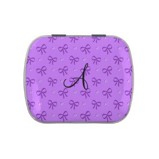 Monogram pastel purple diamonds and bows candy tin