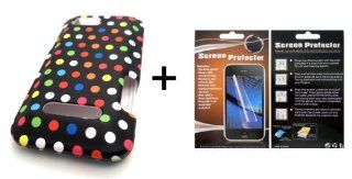 Bundle LCD Motorola Defy XT XT555c Rainbow Polka Dot Hard + LCD Screen Protector Matte Design Case Skin Cover Mobile Phone Accessory Cell Phones & Accessories
