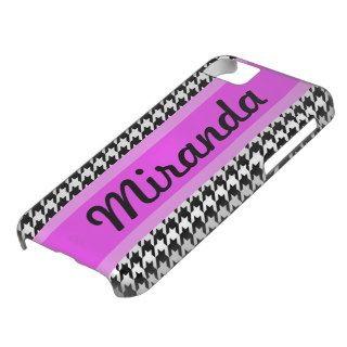 Personalized Name Cute Houndstooth Pattern Case For iPhone 5C