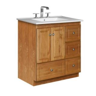 Simplicity by Strasser 31 in. W Vanity Cabinet with Right Hand Drawers in Ultraline Door in Nat Alder with Vanity Top in White 01.941.2