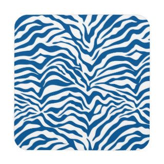 Fun Blue Zebra Stripes Wild Animal Print Beverage Coaster