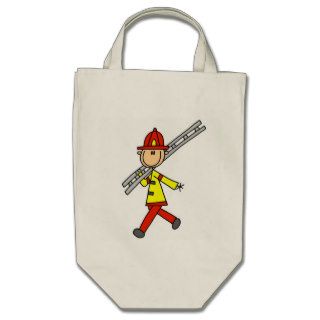 Stick Figure Firefighter with Ladder Bag