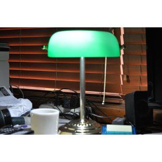 Ledu L557BL Traditional Banker's Lamp, 14 High, Cobalt Blue Glass Shade, Chrome Base