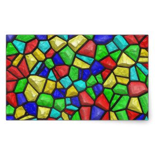Mosaic Stained glass Window. Retro Vintage Pattern Rectangular Stickers