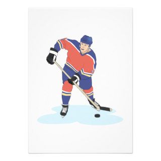 red and blue uniform ice hockey player vector grap custom invites