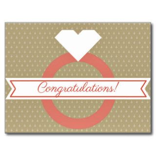Beige & Peach Congratulations Engagement Post Cards