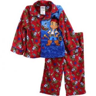 Disney Jake and the Never Land Pirates "Ahoy" Red Toddler Flannel Coat Pajamas (2T) Clothing